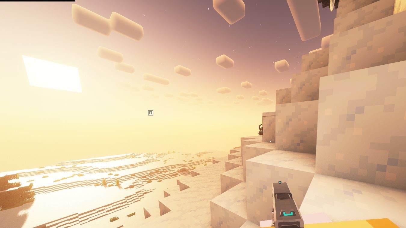 Un désert au coucher du soleil avec les shaders